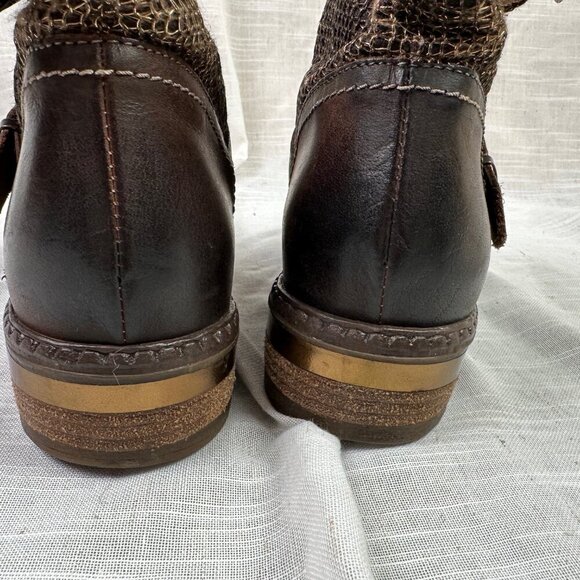 SUNDANCE Womens Bound For Glory Brown & Gold Leather Ankle Boots EU 39 / US 8 - Picture 6 of 8
